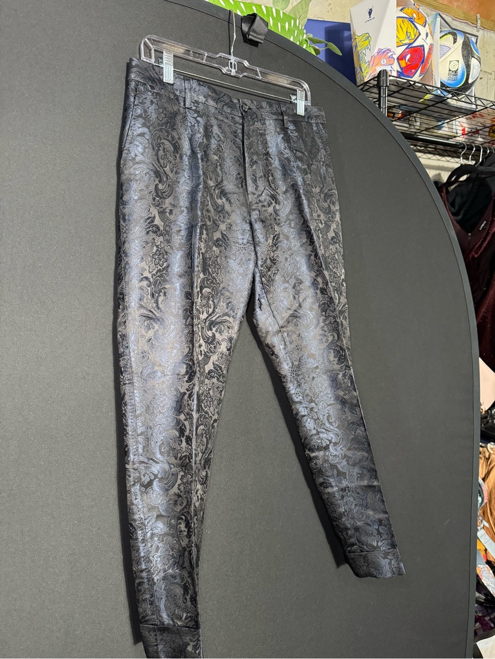 Dolce & Gabbana Black Paisley Jacquard Dress Pants
